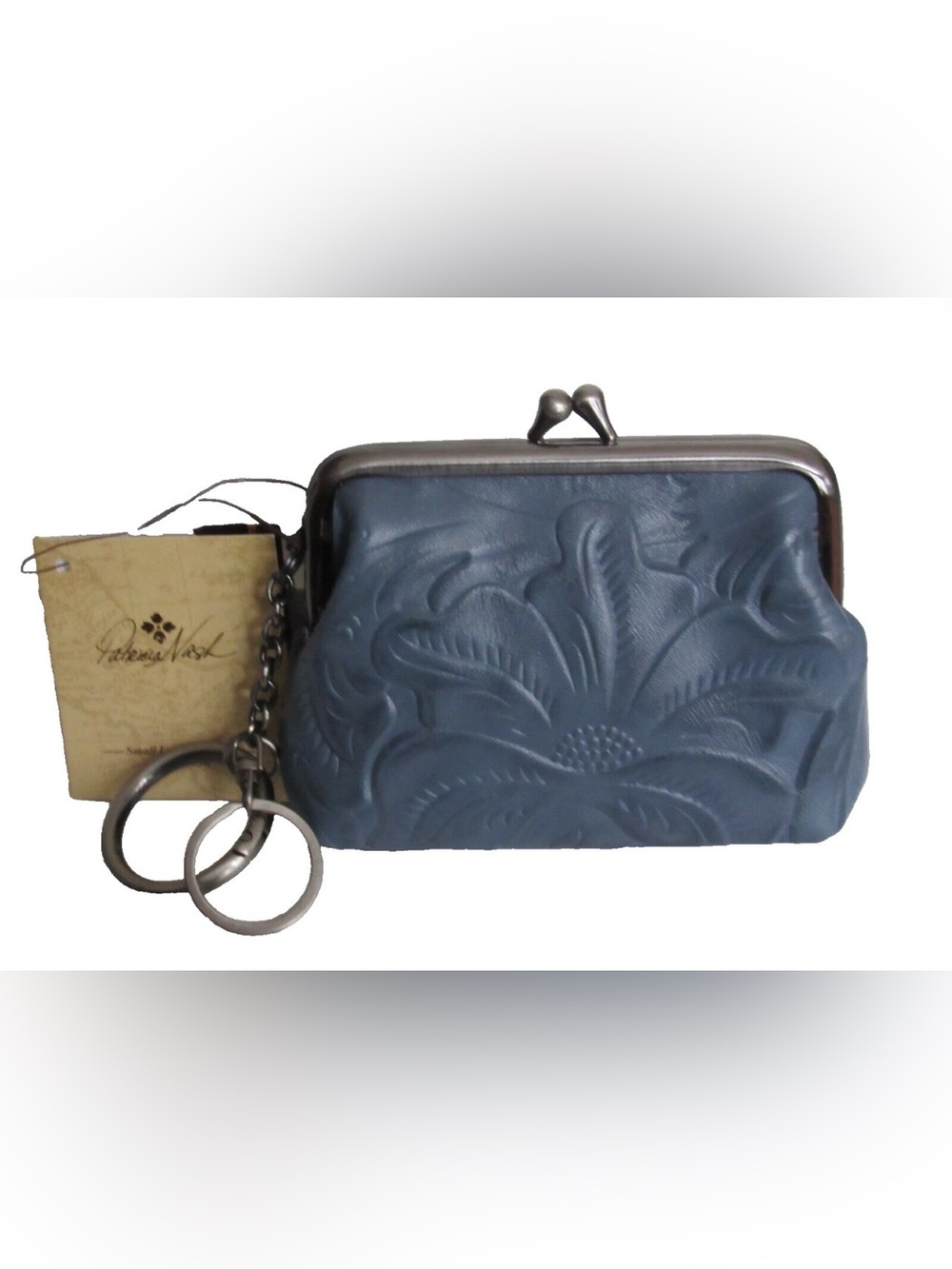 Patricia Nash ~ Blue Leather Coin Purse w/ Key Ring A199244X